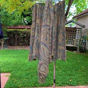 SPIRIT by Coldwater Creek silk  green  skirt with scarf size 14